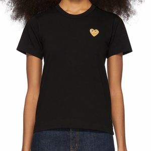 COMME DES GARÇONS PLAY Black & Gold Heart Patch T-Shirt